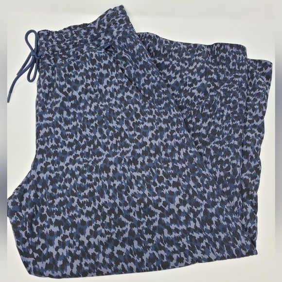 ATHLETA AVENUE PRINTED WIDE LEG CROP PANTS ALLURE NAVY ELASTIC WAIST WOMEN 8 - Picture 6 of 16